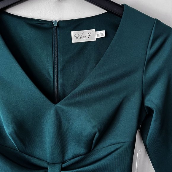 NEW! Eliza J V-Neck Sheath Green Coctail Dress, Size 4 - Picture 11 of 15